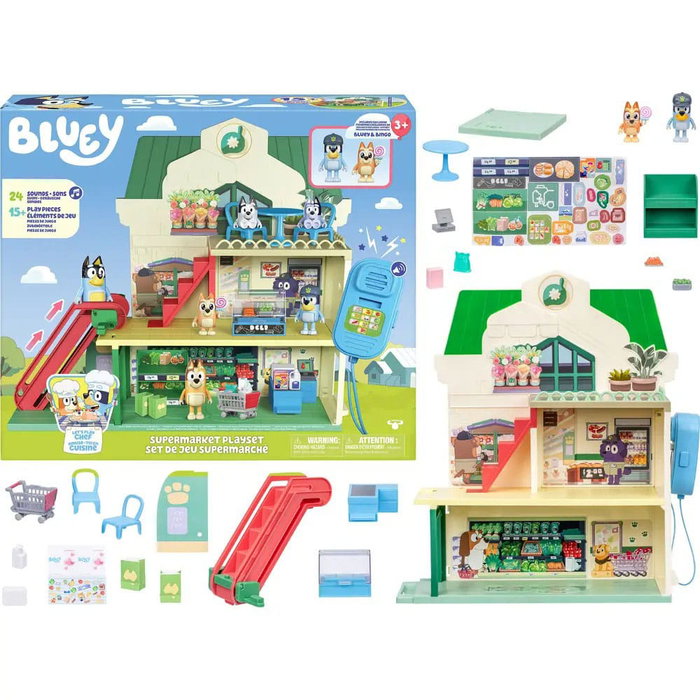 Moose Toys Bluey Let's Play Chef Supermarché avec figurines