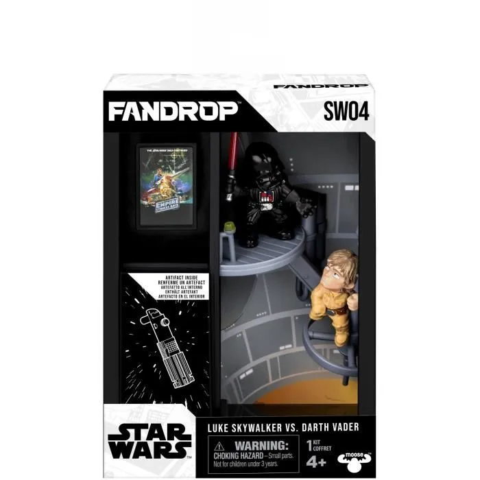 Fandrop Figurine FANDROP x STAR WARS Luke Skywalker vs Dark Vador 18 cm avec Vitrine, Scene Culte et Mini Affiche