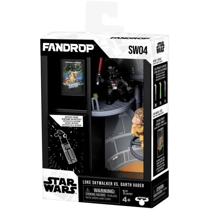 Fandrop Figurine FANDROP x STAR WARS Luke Skywalker vs Dark Vador 18 cm avec Vitrine, Scene Culte et Mini Affiche