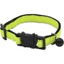 Aime Collier pour chat lumineux sécurisé, jaune fluo à paillettes dorées avec grelot argenté - Ajustable 18 à 28 cm