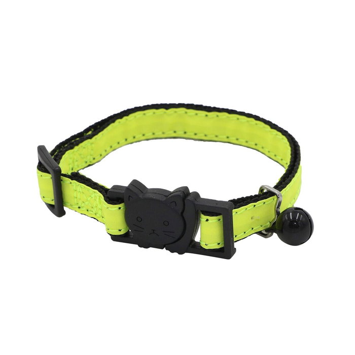 Aime Collier pour Chat Jaune Fluo avec Paillettes Dorées et Grelot Argenté Aime Collier pour Chat Jaune Fluo avec Paillettes Dorées et Grelot Argenté