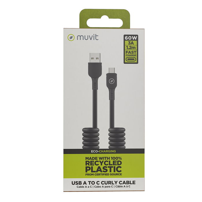 Câble USB A vers USB-C Muvit for Change Noir