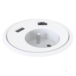 Forming Function Unité de distribution d'énergie Type E, RJ45 CAT6, USB 5V 2100 mA, Blanc