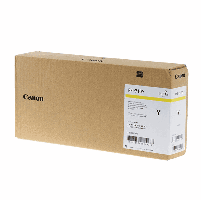 Canon 2357C001 PFI-710Y Cartouche d'encre Jaune haute capacité XL pour imprimante à sublimation Canon 2357C001 PFI-710Y Cartouche d'encre Jaune haute capacité XL pour imprimante à sublimation