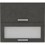 LASSEN - Meuble haut de cuisine 2 portes basculantes dont 1 vitrée - Gris mat - Dimensions 80 x 31.6 x 72 cm - Référence 00001