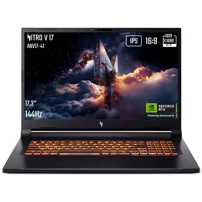 Acer Nitro V 17 Portable Gaming PC : AMD Ryzen 7 260, NVIDIA GeForce RTX 5070, 17.3" FHD IPS 144Hz, 32 Go RAM, 1 To SSD, Windows 11