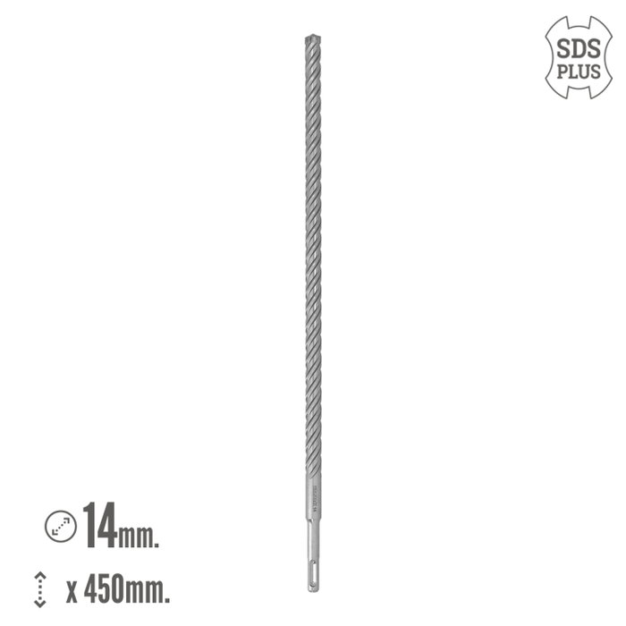 WOLFPACK LINEA PROFESIONAL Broca SDS Plus 14 x 450 mm à 4 bords tranchants spécial béton armé