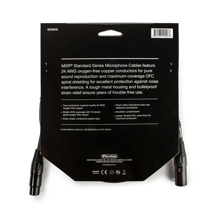 MXR Câble Micro XLR-XLR 4,5 m Série Standard Conducteurs OFC 24 AWG Blindage Spiral MXR Câble Micro XLR-XLR 4,5 m Série Standard Conducteurs OFC 24 AWG Blindage Spiral