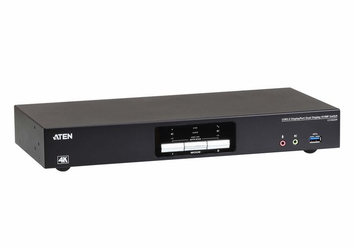 Aten CS1942DP - Commutateur KVM DisplayPort 4K 60Hz avec 2 ports USB 3.0, Hub USB, MST et Dual-Mode pour 2 à 4 ordinateurs