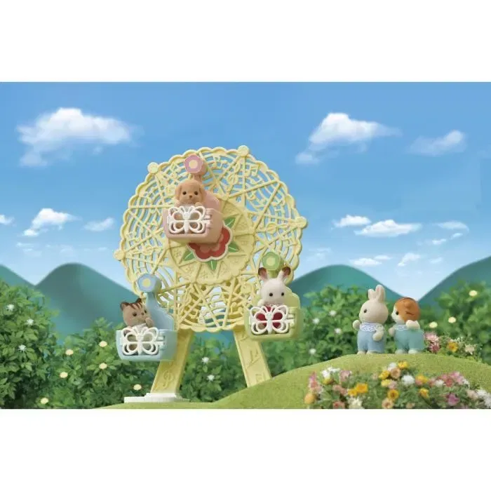 SYLVANIAN FAMILIES 5333 La grande roue des bébés - Bébé Caniche Milo, jouet pour enfants de 3 ans et plus