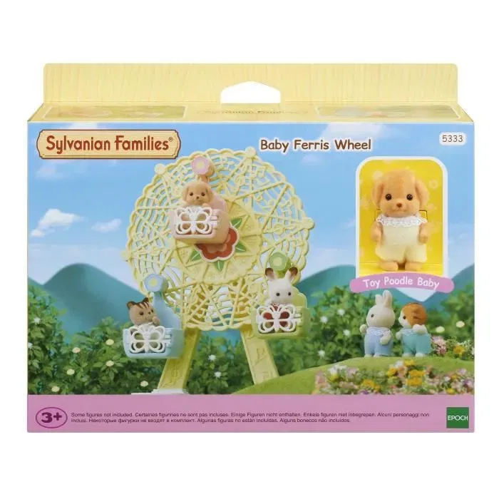 SYLVANIAN FAMILIES 5333 La grande roue des bébés - Bébé Caniche Milo, jouet pour enfants de 3 ans et plus