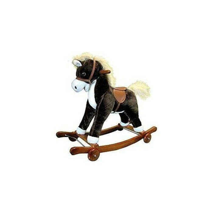 Pepri Cheval à bascule en peluche avec son et mouvement, Crème/Marron