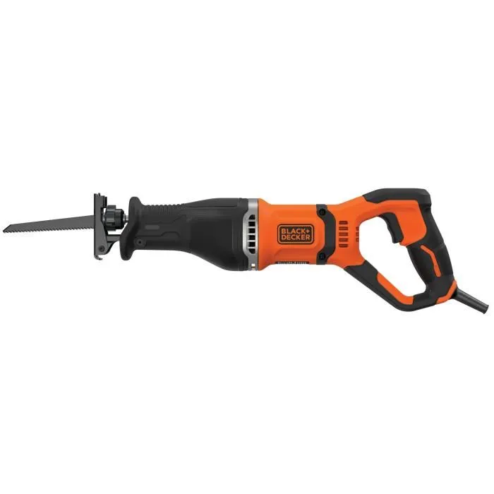 Black + Decker BES301K-QS Scie électroportative 750W, vitesse variable 0-2800 tr/min, coupe bois, métal, plastique, support de branche amovible