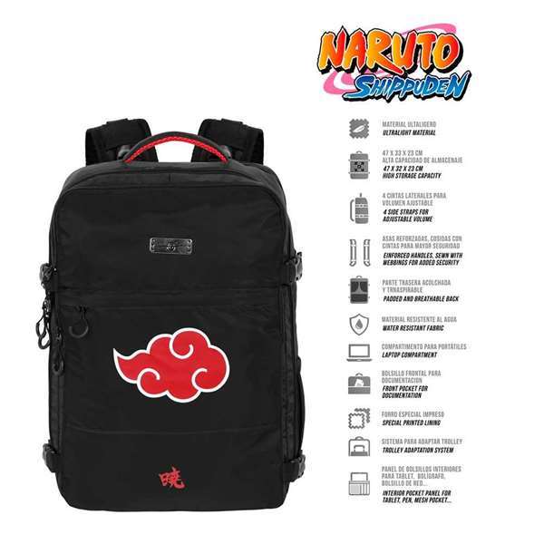 Karactermania Sac à dos Naruto Mercury Clouds 33x23x47 cm - Grand volume, imperméable, compartiment pour ordinateur jusqu'à 17 pouces