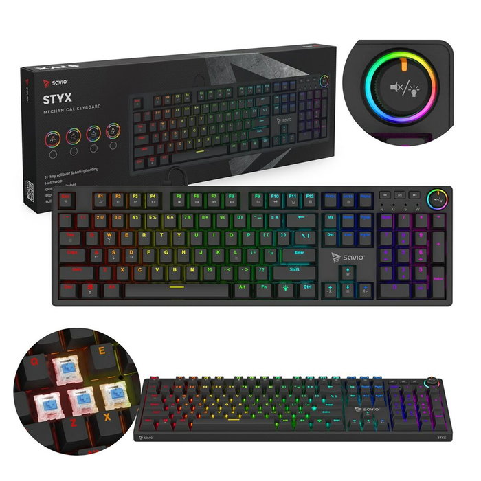 SAVIO STYX BLUE Clavier mécanique RGB US layout