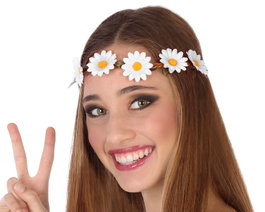 Atosa Tocado Hippie avec Fleurs Blanches Style Années 60