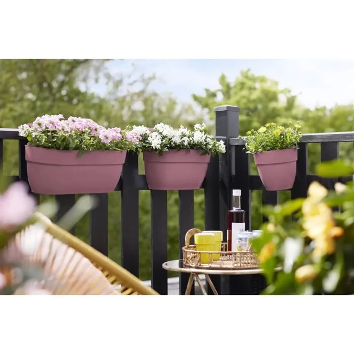 ELHO Vibia Campana Easy Hanger Small - Pot de fleurs suspendu pour balcon extérieur - L 24.1 x l 20.5 x H 26.5 cm - Rose poussière avec réserve d'eau
