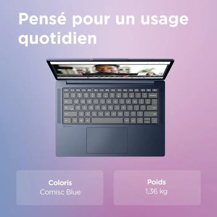 Lenovo Chromebook 14ITN11 - 14'' WUXGA - Intel Core C3 N355 - 8 Go RAM - 128 Go SSD - Bleu Lenovo Chromebook 14ITN11 - 14'' WUXGA - Intel Core C3 N355 - 8 Go RAM - 128 Go SSD - Bleu