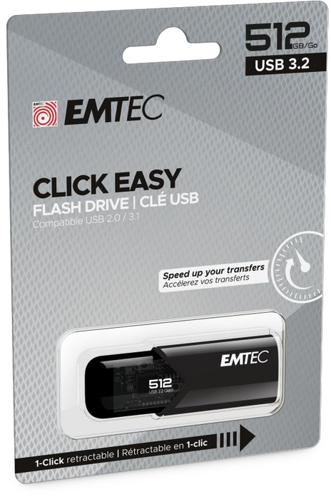 EMTEC ECMMD512GB113 Clé USB Click Easy B110 512 Go Noir EMTEC ECMMD512GB113 Clé USB Click Easy B110 512 Go Noir