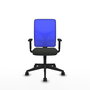 Chaise Motilla Synchro 3 positions tissu Noir Maille Bleu Base pyramidale noire Accoudoir 1D Sans appui-tête Roulettes 65mm nylon