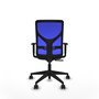 Chaise Motilla Synchro 3 positions tissu Noir Maille Bleu Base pyramidale noire Accoudoir 1D Sans appui-tête Roulettes 65mm nylon