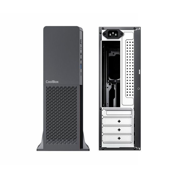 Coolbox Boîtier PC MicroATX Slim 313, USB-C, Alimentation 300W 80+ Bronze Incluse