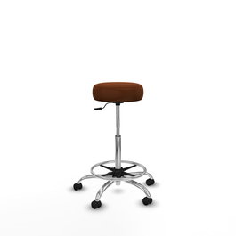 Tabouret Tolosa Pivotant Cuir écologique Non applicable Maille Marron Structure chromée Sans accoudoirs Sans appui-tête Roulettes pour moquette