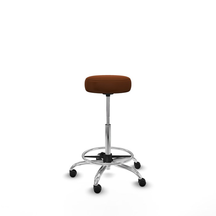 Tabouret Tolosa Pivotant Cuir écologique Non applicable Maille Marron Structure chromée Sans accoudoirs Sans appui-tête Roulettes pour moquette