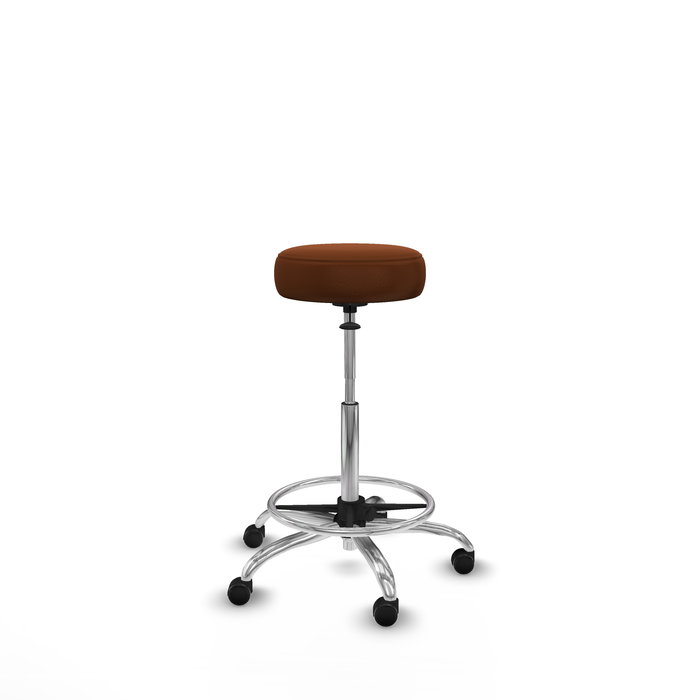 Tabouret Tolosa Pivotant Cuir écologique Non applicable Maille Marron Structure chromée Sans accoudoirs Sans appui-tête Roulettes pour moquette