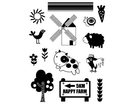 Innspiro Set de tampons acryliques Animaux de la ferme 14x18cm