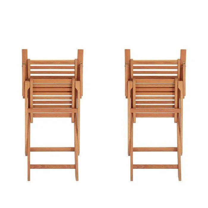 EDEN - Lot de 2 fauteuils de jardin pliants en bois d'eucalyptus certifié FSC - Robustes, confortables et pliables - Dimensions : 57,5 x 52,5 x 91 cm