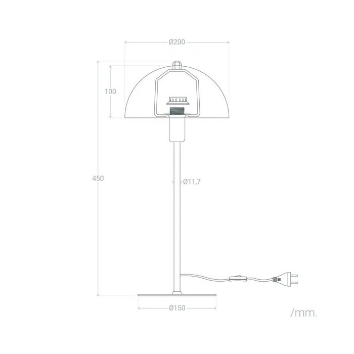 Lampe de Table Bole Design Moderne [SKD-T1017] avec Ampoule LED E27 pour Salon, Chambre, Cuisine