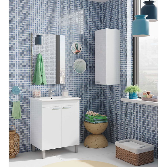 Forés/Arkit Kolonne Koncept 30x25x85 cm Blanc Miroir avec Porte 1 Forés/Arkit Kolonne Koncept 30x25x85 cm Blanc Miroir avec Porte 1