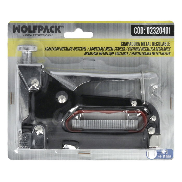 WOLFPACK LINEA PROFESIONAL Agrafeuse en métal réglable n°3 (4-14 mm)