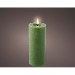 Lumineo Bougie LED Verte Effet Flamme Finition Rustique