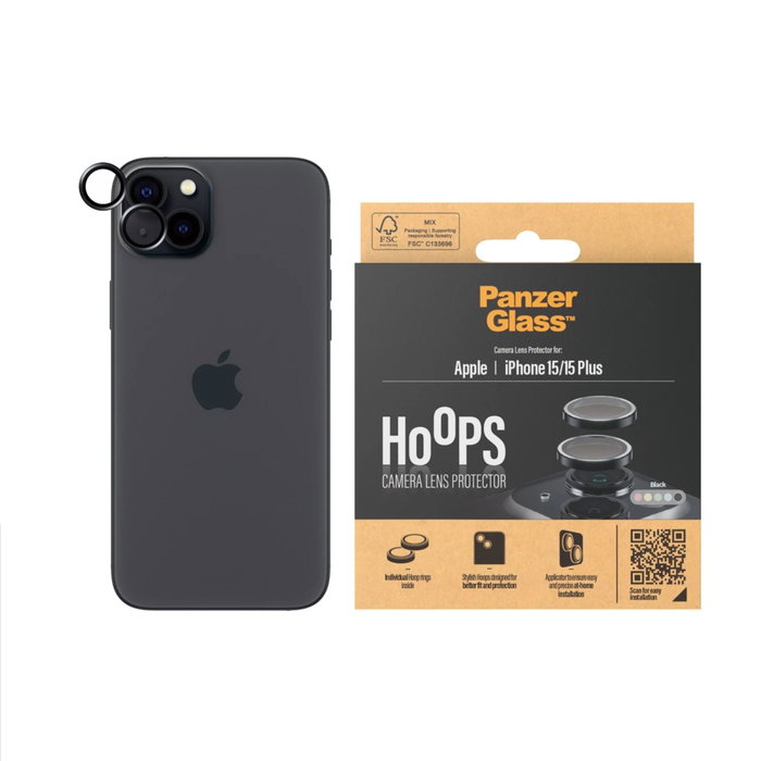 PanzerGlass Hoops Black Camera Lens Protector pour iPhone 15 / 15 Plus