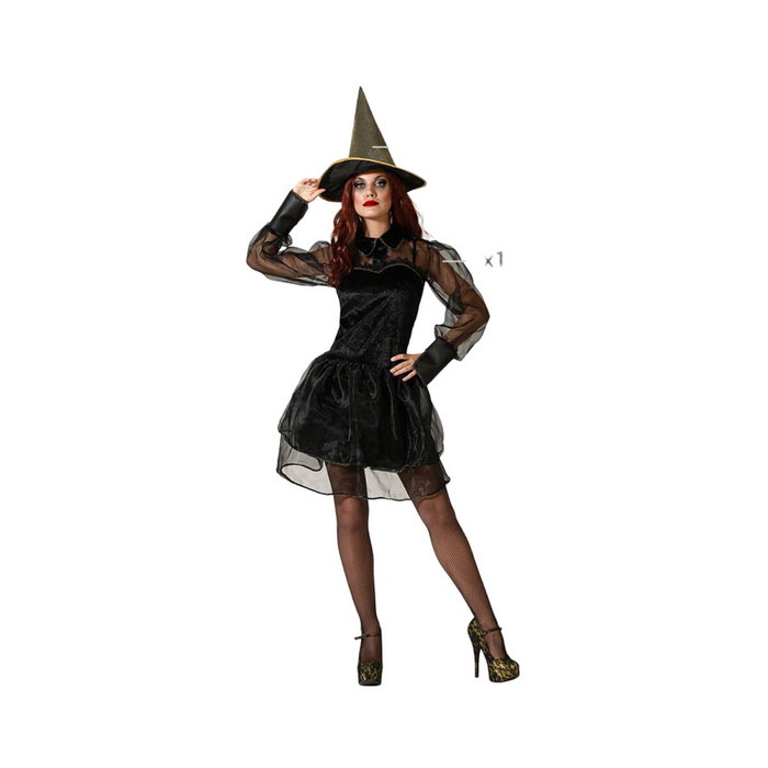 BigBuy Carnival Déguisement Sorcière Noire avec Robe Courte et Chapeau - Adulte M-L BigBuy Carnival Déguisement Sorcière Noire avec Robe Courte et Chapeau - Adulte M-L