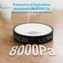 Robot aspirateur et laveur Medion X50 SW avec station de vidange, navigation laser 360°, puissance 8000 Pa, gestion des zones interdites, pour passage sous meubles (8,5 cm)