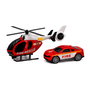 Tachan - Pack Véhicules de Secours Hélicoptère et Camion de Pompiers avec Lumières et Sons - Version Multilingue - Échelle 1:14 - À partir de 3 ans