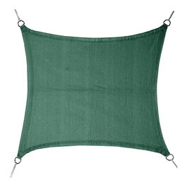 Faura Voile d'ombrage carrée verte 5 x 5 m avec anneaux inox et corde, traitement anti-UV, occultation 100%