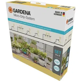 GARDENA 13402-26 - Kit d'arrosage automatique pour balcon, goutteur réglable et tuyaux intégrés, pour plantes en pots, 241x84x249 mm, vert