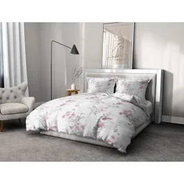 Home Linge Passion - Parure de couette POMPADOUR 220x240 cm - Housse de couette + 2 taies d'oreiller 65x65 cm - 100% Coton 57 Fils