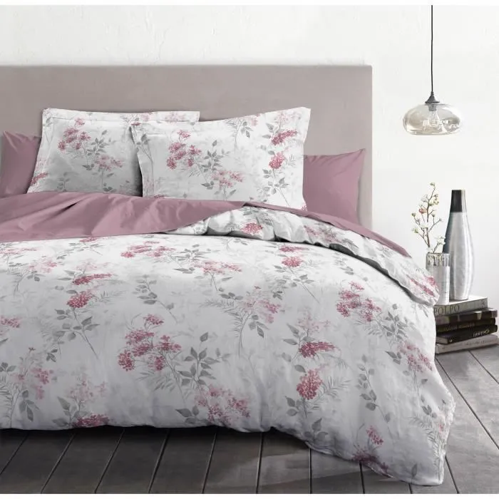 Home Linge Passion - Parure de couette POMPADOUR 220x240 cm - Housse de couette + 2 taies d'oreiller 65x65 cm - 100% Coton 57 Fils