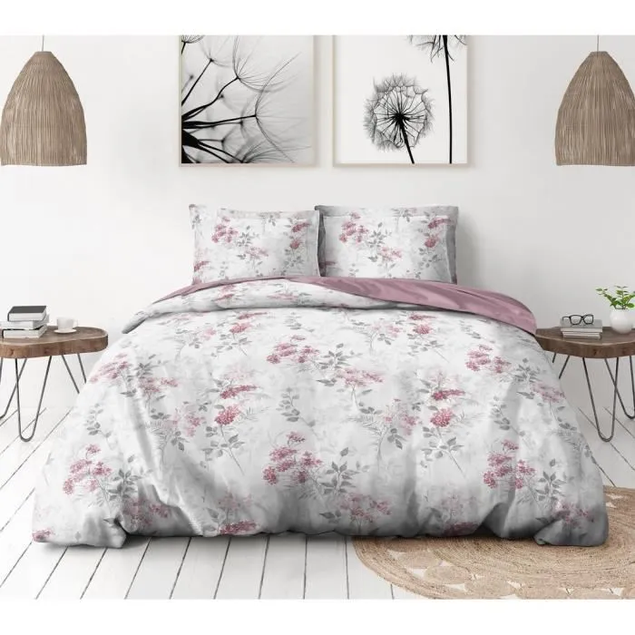 Home Linge Passion - Parure de couette POMPADOUR 220x240 cm - Housse de couette + 2 taies d'oreiller 65x65 cm - 100% Coton 57 Fils
