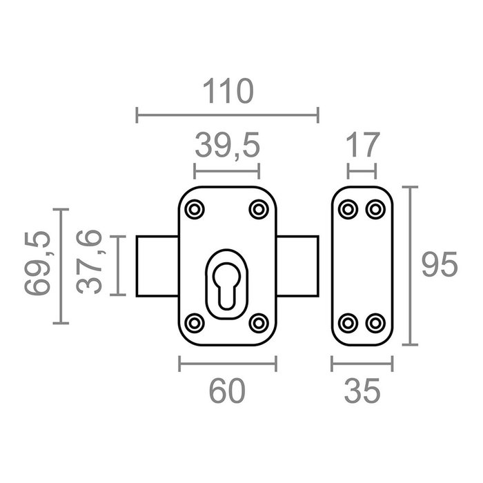 Serrure en applique Micel crr16 Acier Gris Serrure en applique Micel crr16 Acier Gris