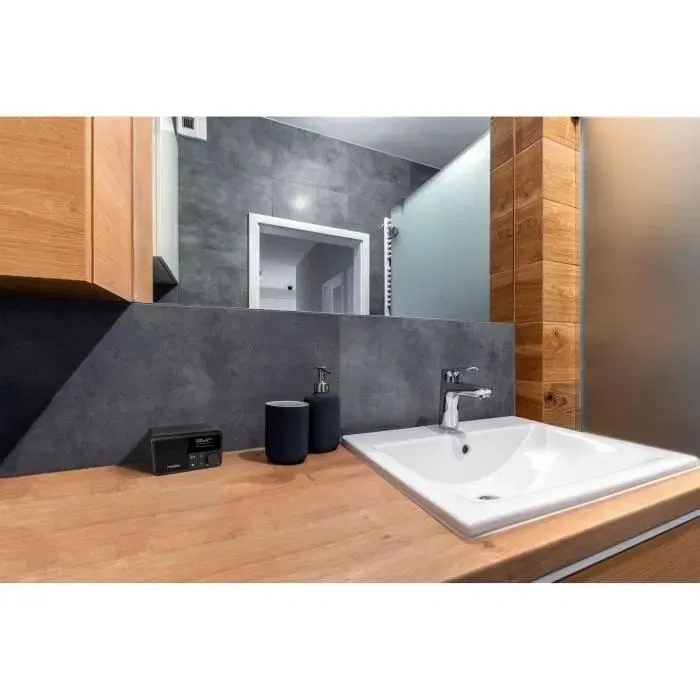 Medion Radio Bluetooth DAB+ FM Portable avec Écran Couleur TFT 1.47", Protection IPX1, Batterie, 40 Stations, Égaliseur, Alarme - Gris