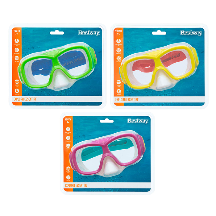 Bestway Masque de Plongée Junior Corrélation Anatomique Couleurs Assorties +7 Ans Plage et Piscine 22039