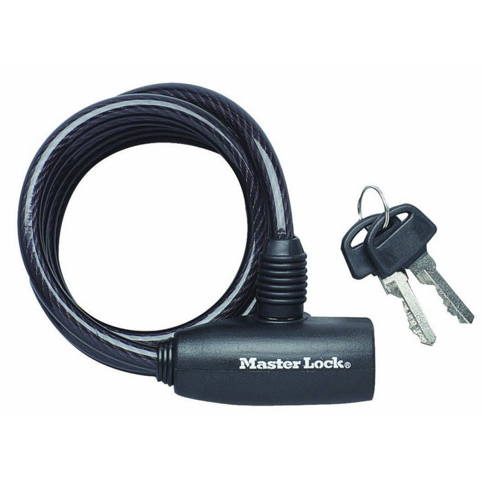 Master Lock Câble de sécurité enroulable avec clé, Ø0,8 x 180 cm