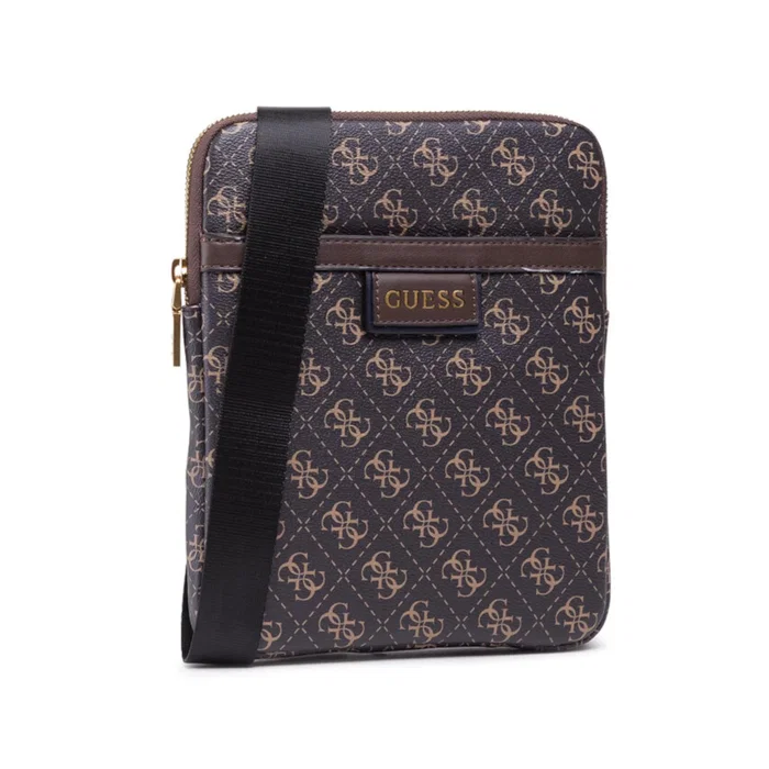 Guess Vezzola Sac bandoulière en textile Marron foncé Guess Vezzola Sac bandoulière en textile Marron foncé