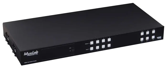 MUXLAB Kit Matrice HDMI 4x4 HDBaseT POC 4K/60, 4 entrées HDMI, 4 sorties HDMI et HDBaseT, 150 m